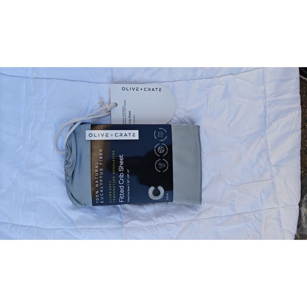 OliveCrate Organic-Feel Eucalyptus Crib Sheet Baby/Toddler Cooling, Gentle - Picture 5 of 8